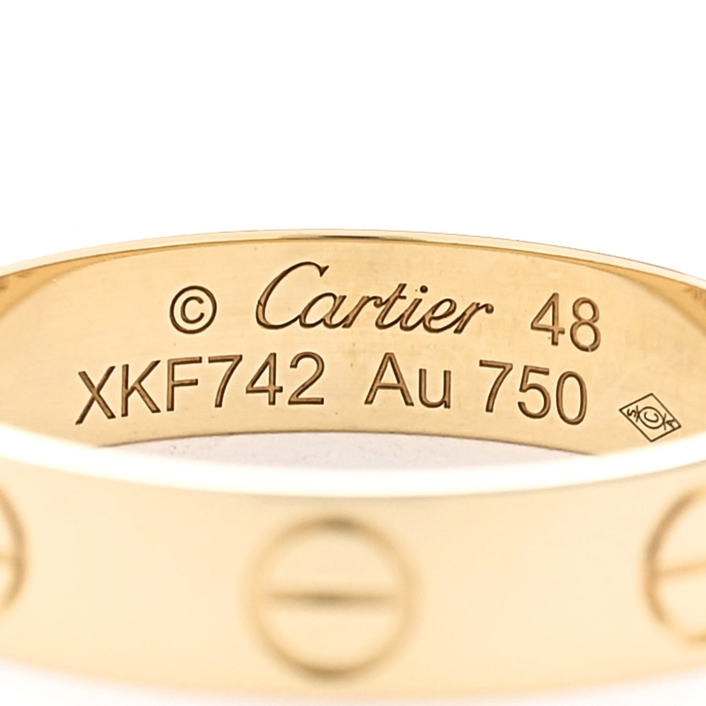 18K Yellow Gold 3.5mm LOVE Wedding Band Ring 48 4.5
