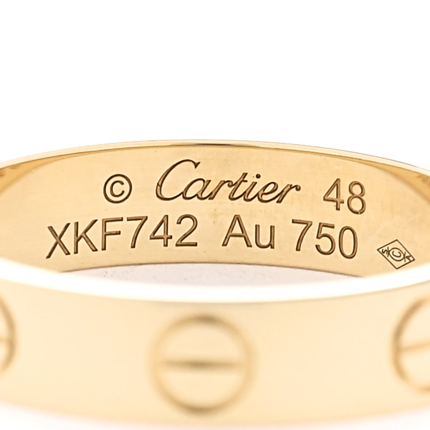 Cartier 18K Yellow Gold 3.5mm LOVE Wedding Band Ring 48 4.5 4 of 4
