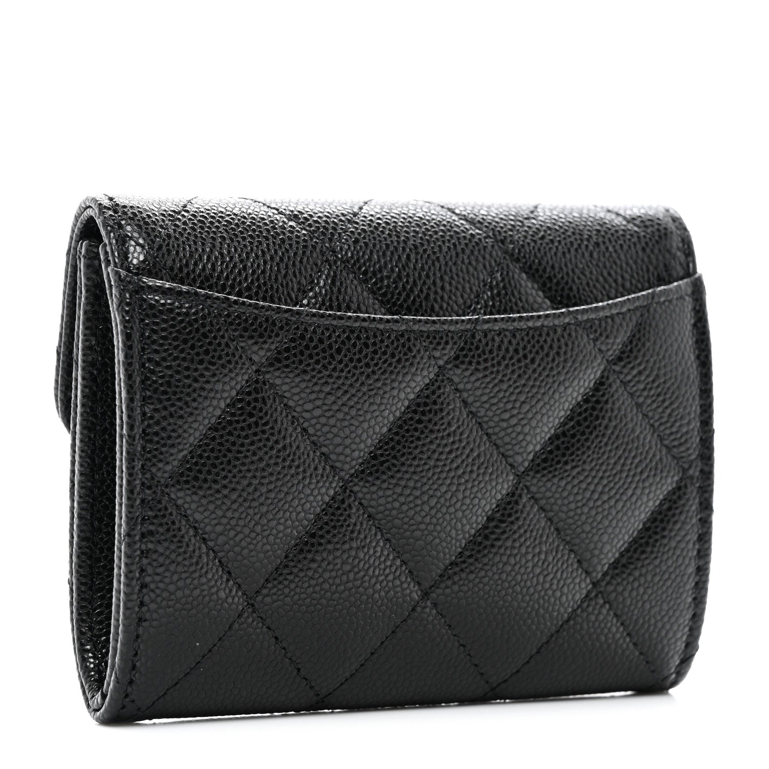 Chanel Caviar Quilted Flap Card Holder Wallet Black 3 of 9