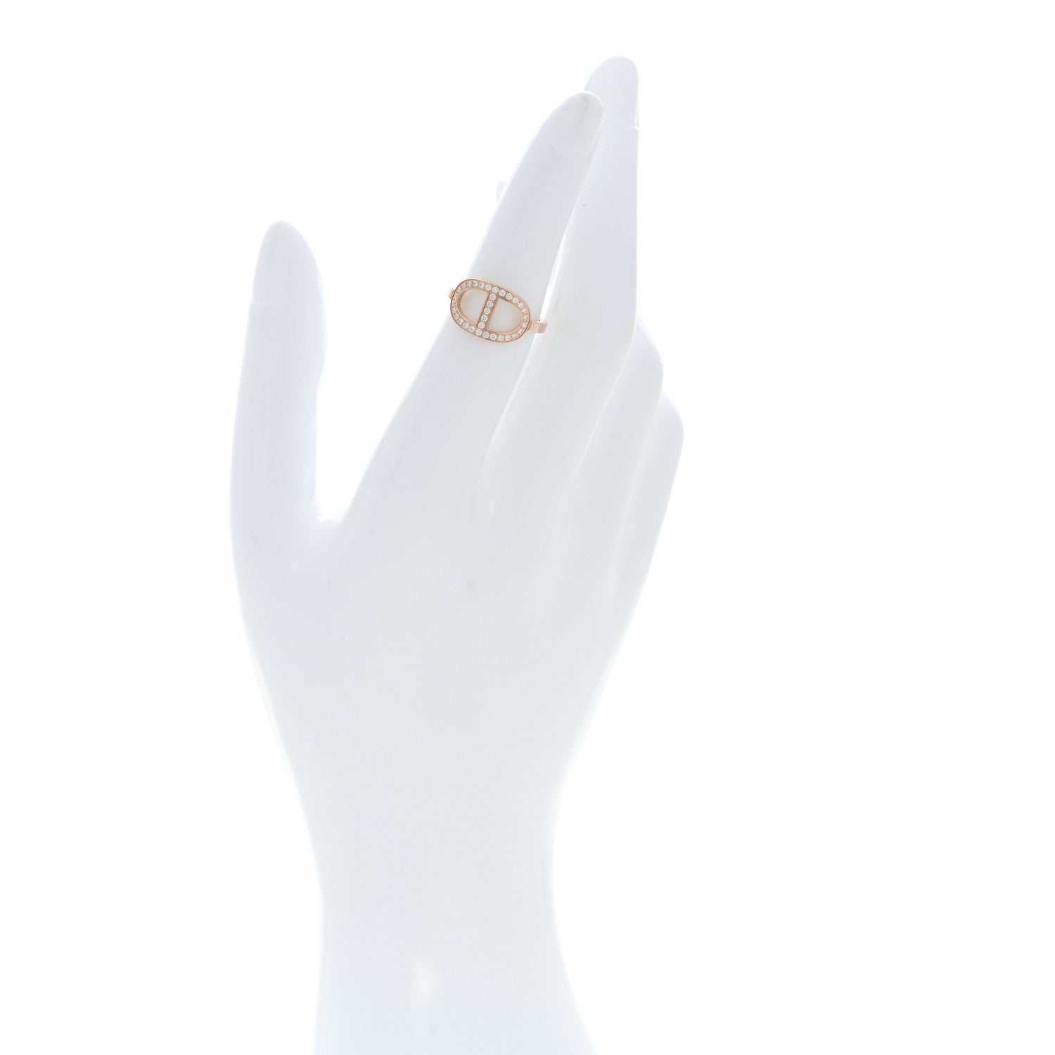 Hermes 18K Rose Gold Diamond MM Chaine d'Ancre Contour Ring 50 5.25 2 of 5