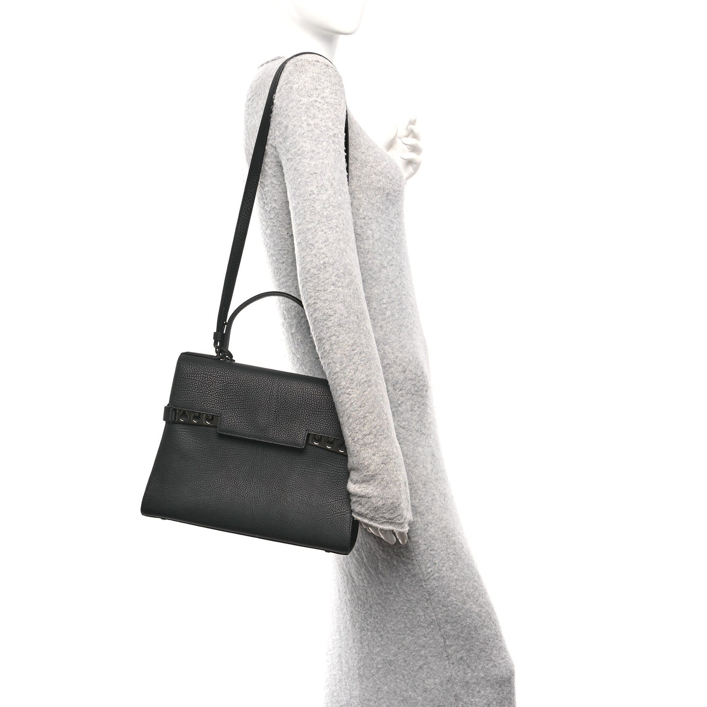 Grained Calfskin GM Tempete Satchel Black