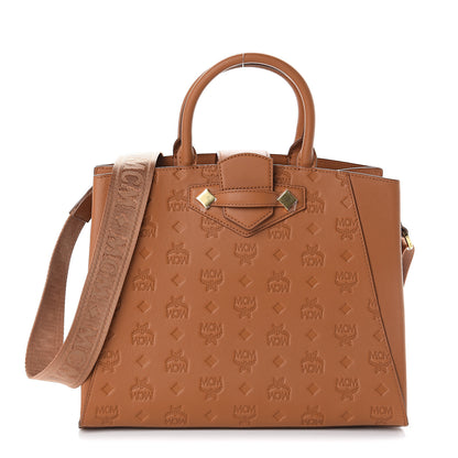 MCM Calfskin Ottomar Monogram Medium Essential Tote Cognac 1 of 8
