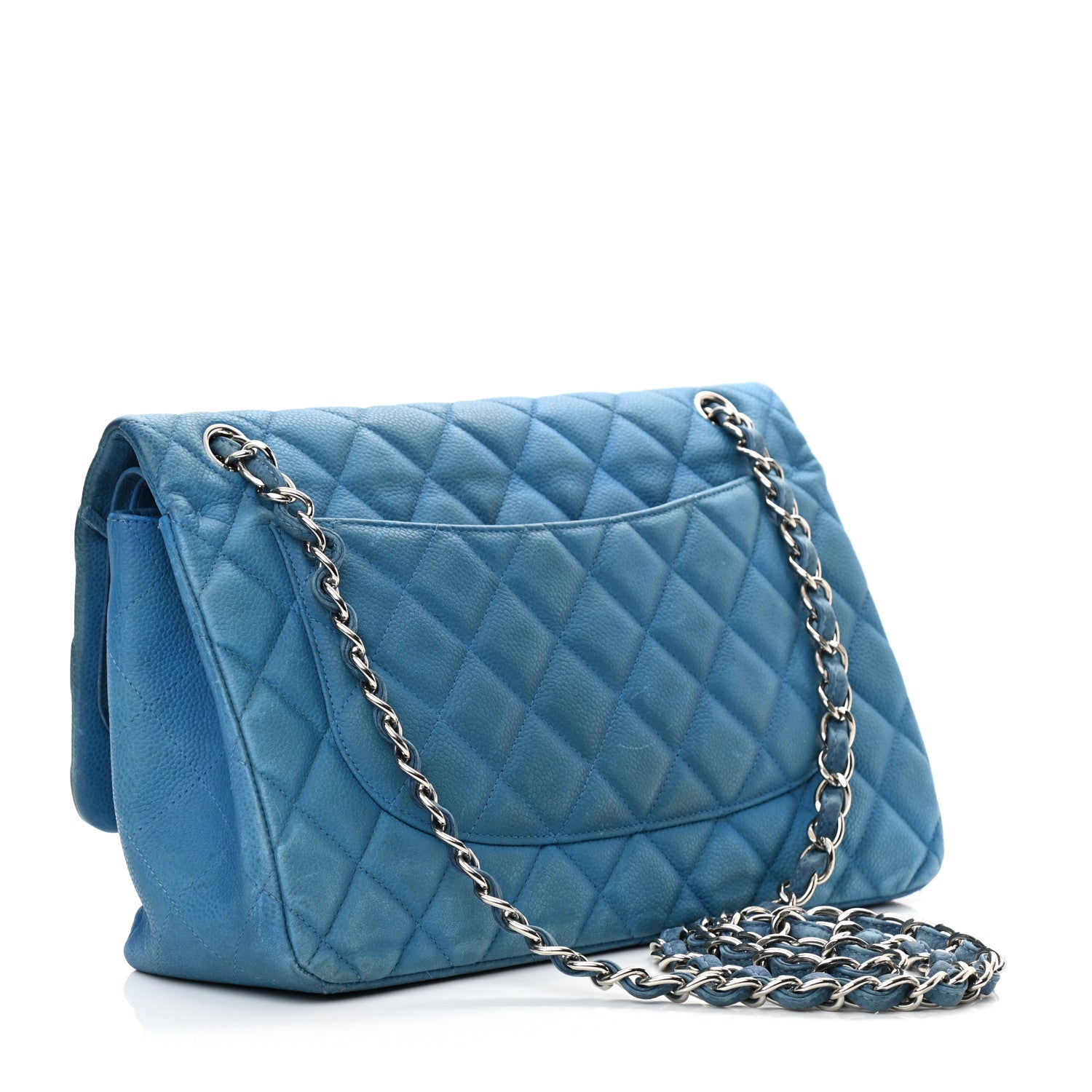Chanel Iridescent Caviar Quilted Jumbo Double Flap Blue 3 of 21