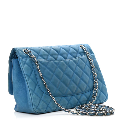 Chanel Iridescent Caviar Quilted Jumbo Double Flap Blue 3 of 21