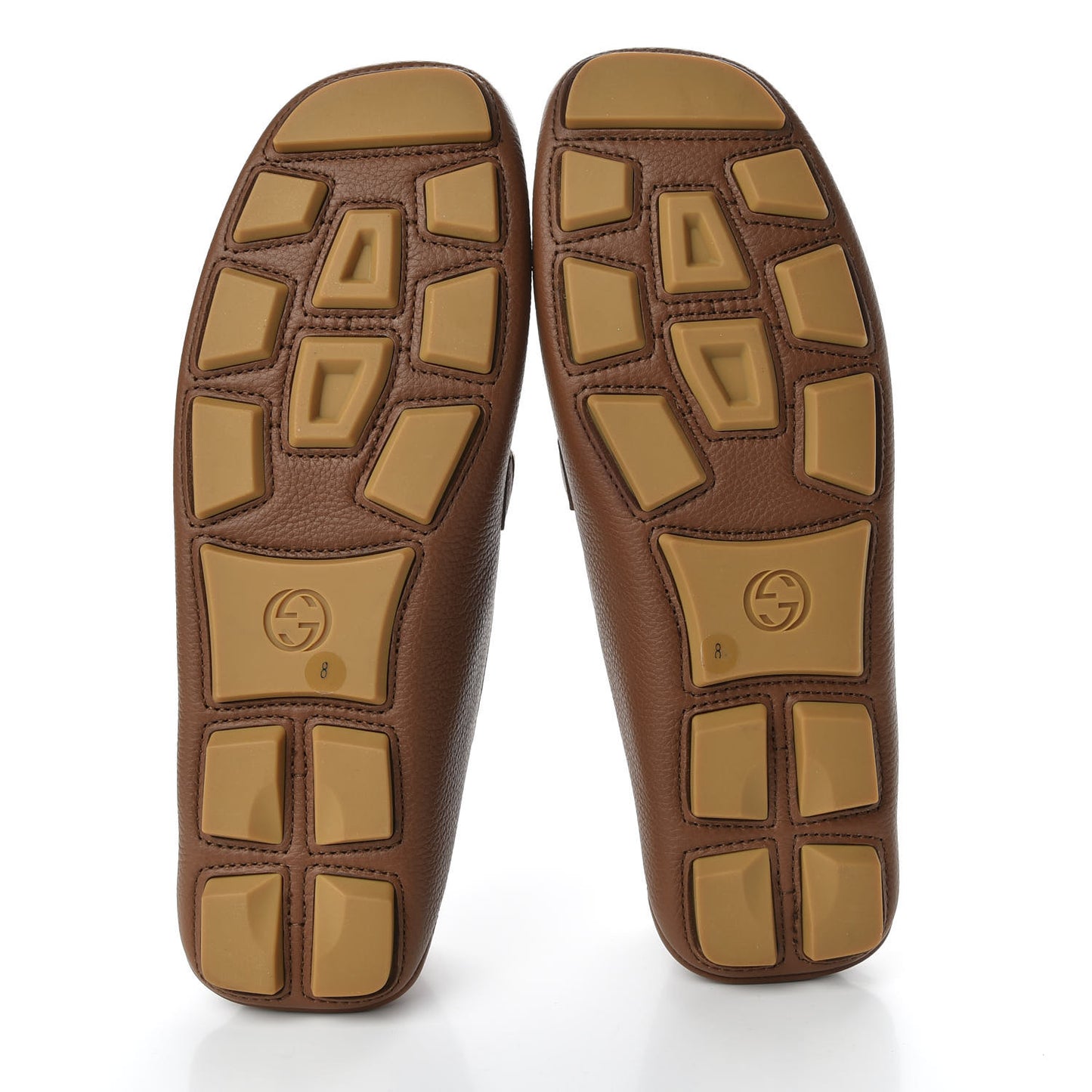 Calfskin Mens Web Sylvie Web Buckle Driver Loafers 8 Brown