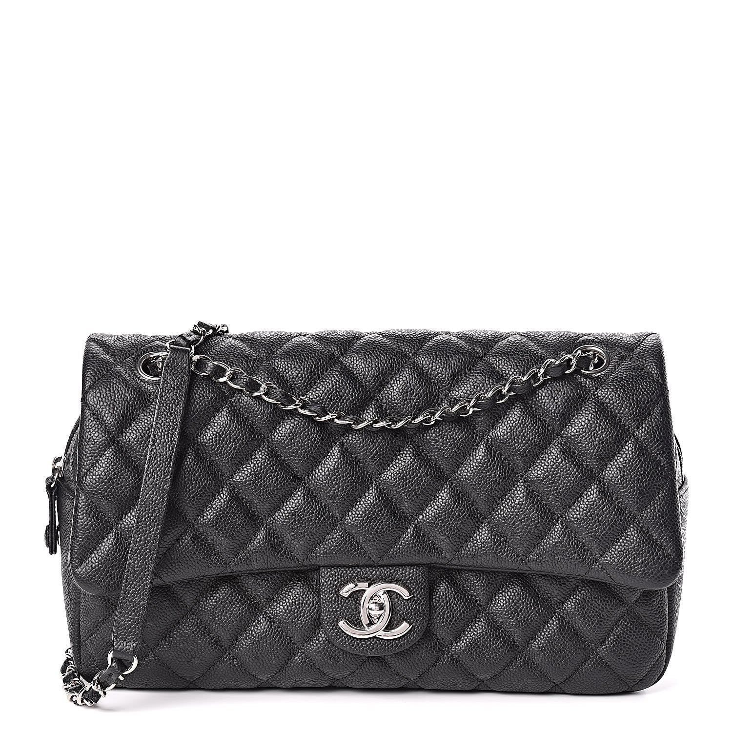 Chanel Caviar Quilted Jumbo Easy Flap Black 1 of 13