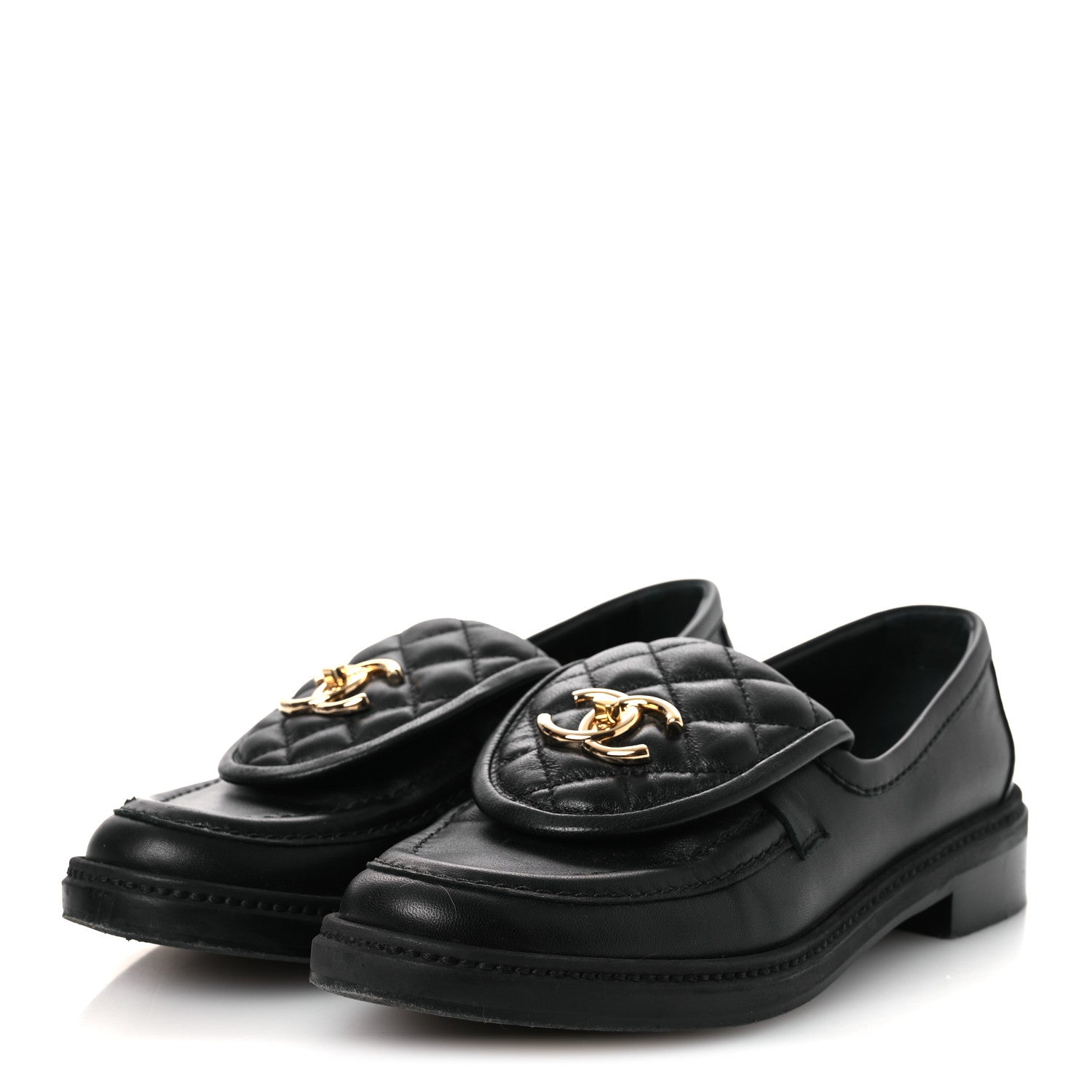 Chanel Lambskin Quilted CC Turnlock Loafers 37 Black 37 Black 4 of 13