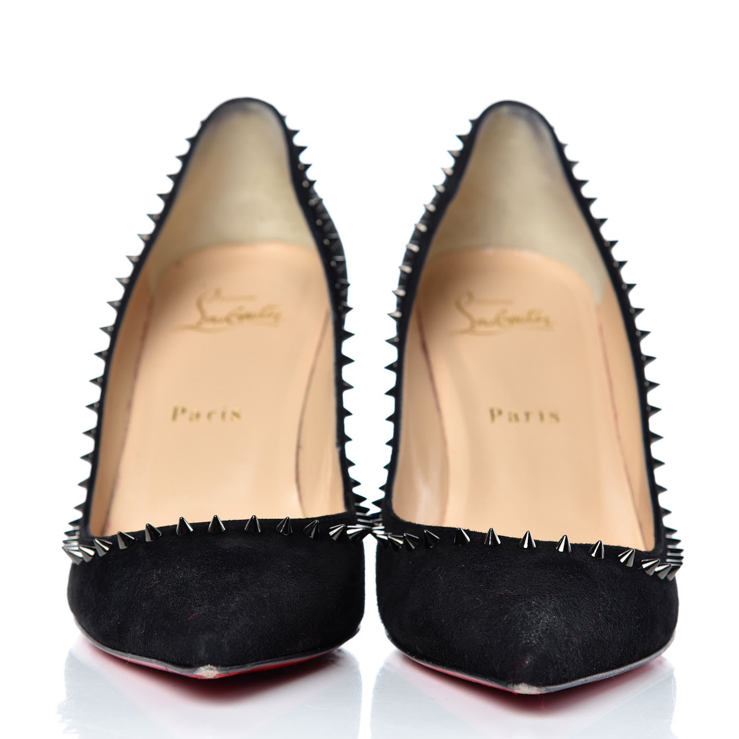 Christian Louboutin Suede Studded Anjalina 85 Pumps 37 Black 2 of 16