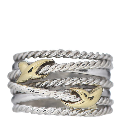 David Yurman Sterling Silver 18K Yellow Gold Double X Crossover Ring 51 5.75 1 of 5