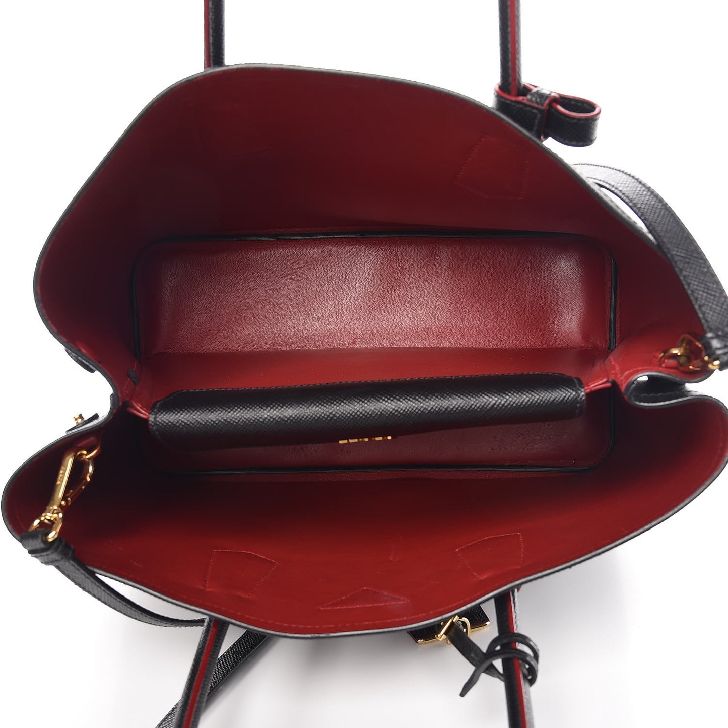 Saffiano Cuir Large Double Bag Black Fuoco