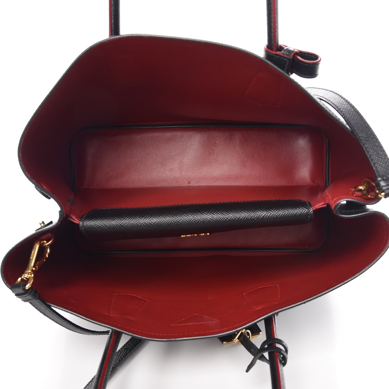 Prada Saffiano Cuir Large Double Bag Black Fuoco 5 of 20