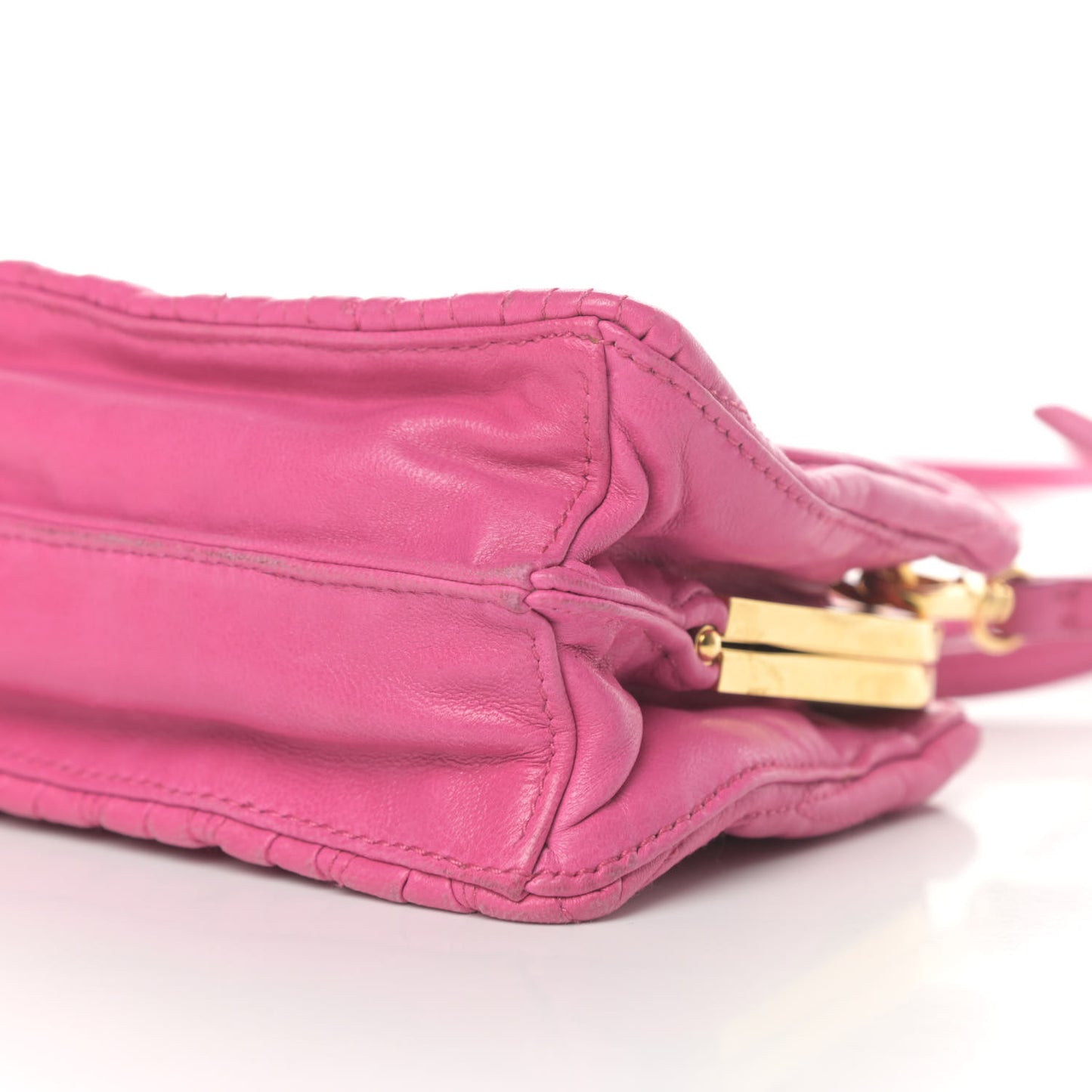 Nappa Matelasse Kisslock Frame Crossbody Bag Fuxia