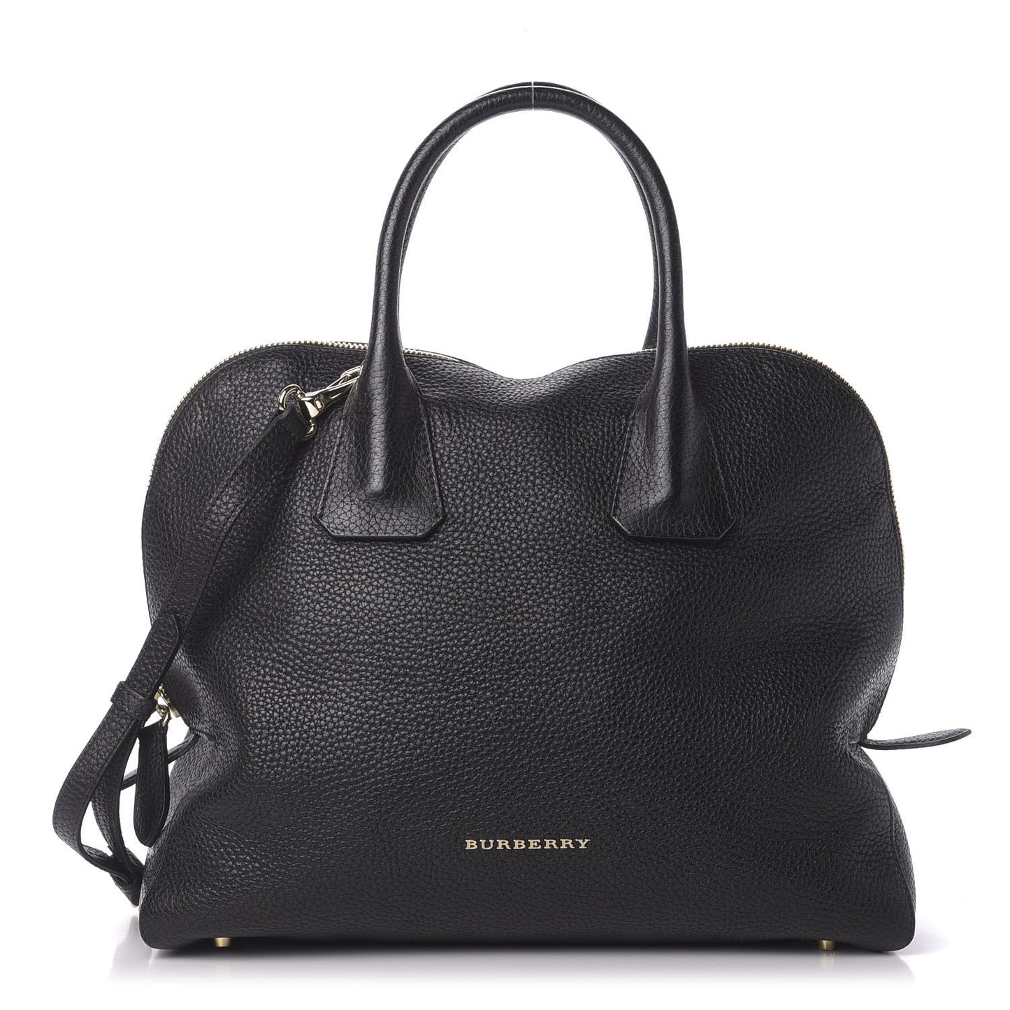 London Grainy Calfskin Medium Greenwood Bowling Bag Black