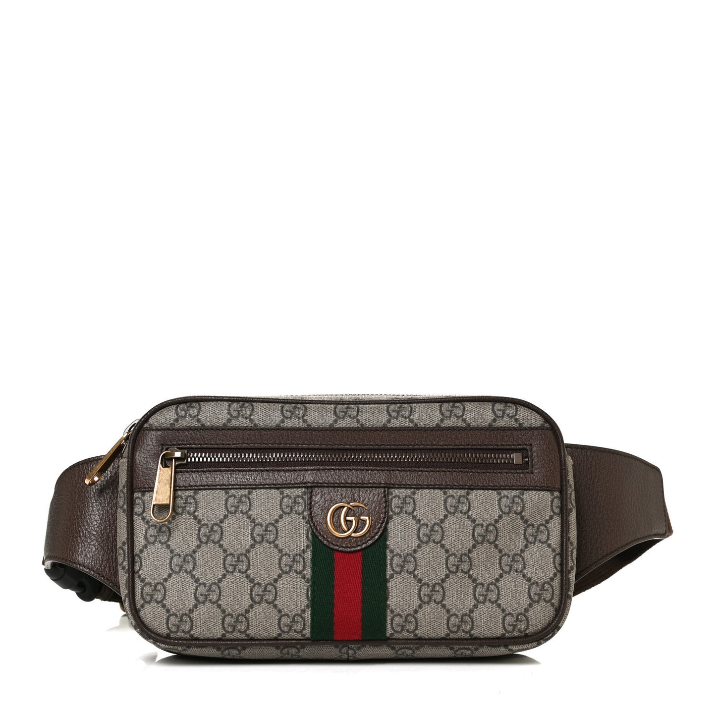 Soft GG Supreme Monogram Medium Ophidia Belt Bag Dark Brown