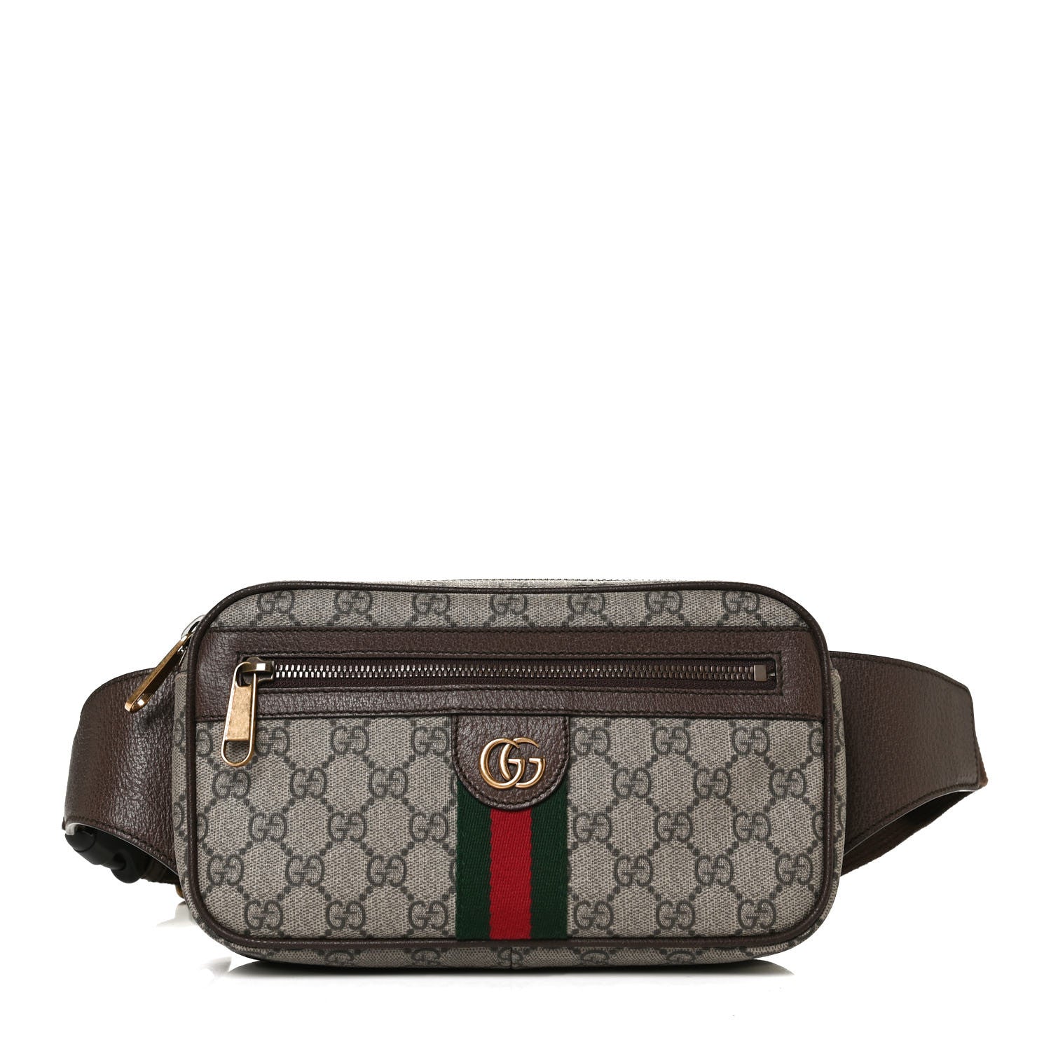 Gucci Soft GG Supreme Monogram Medium Ophidia Belt Bag Dark Brown 1 of 15