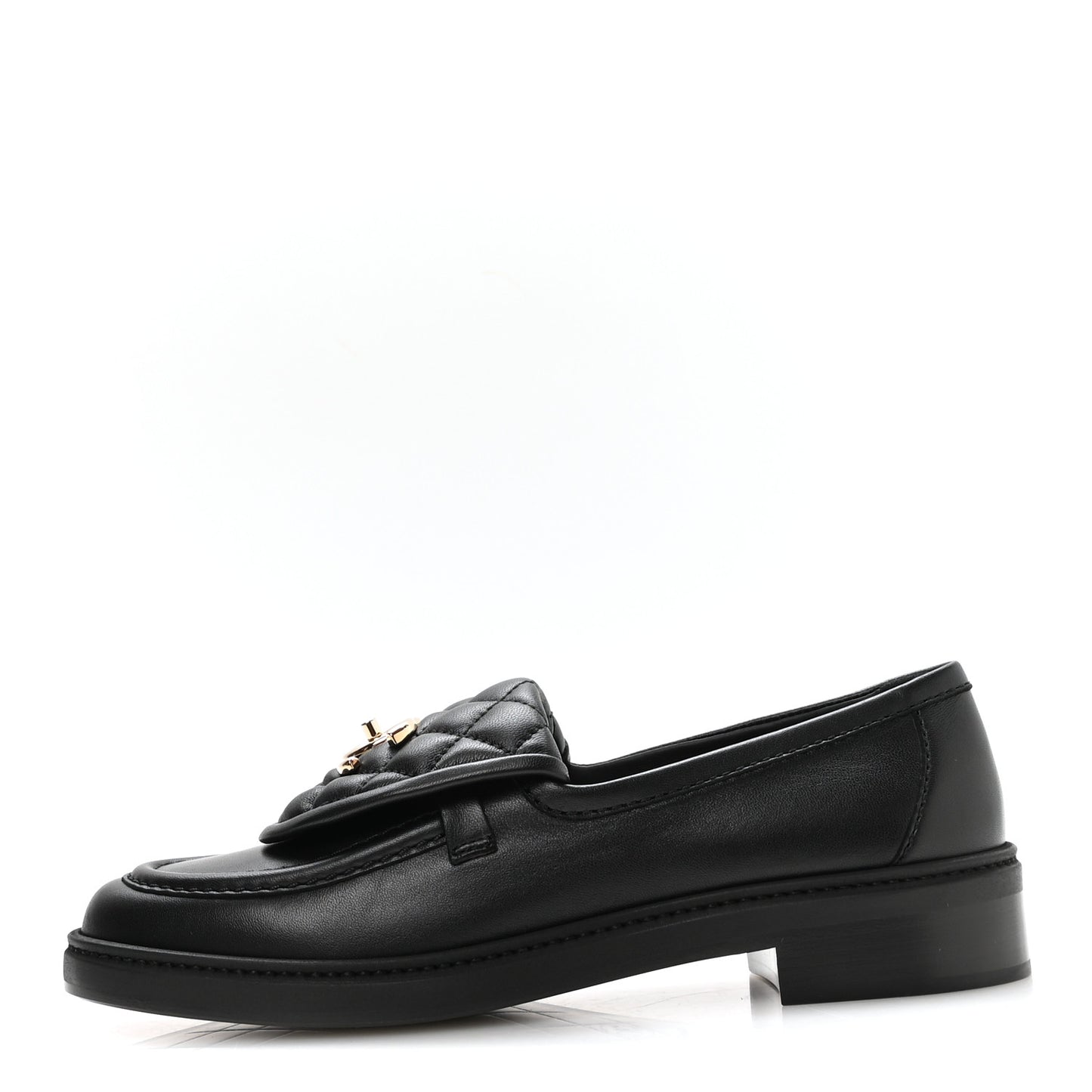 Lambskin Quilted CC Turnlock Loafers 38 Black