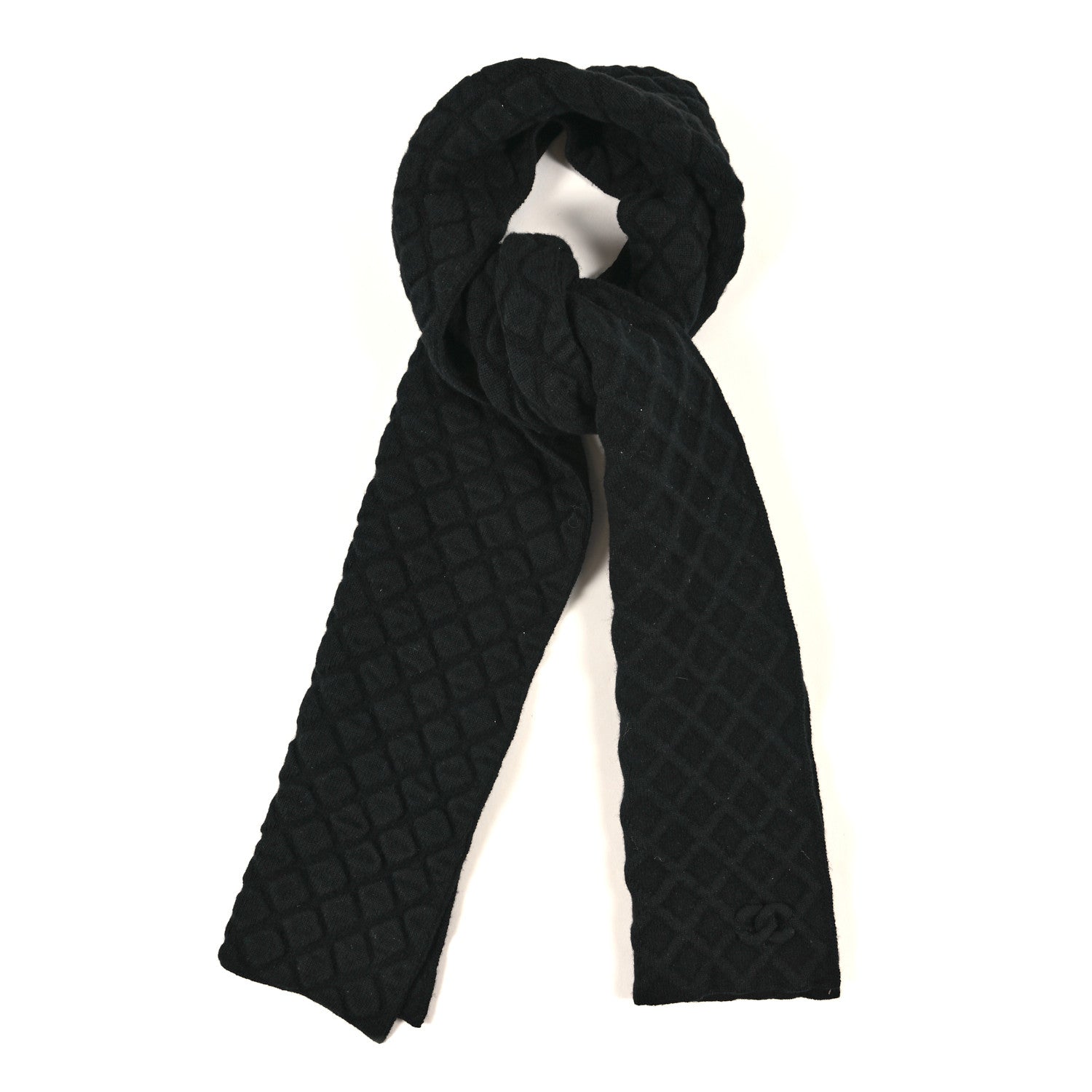 Chanel Cashmere Quilted Scarf Black 1 of 3