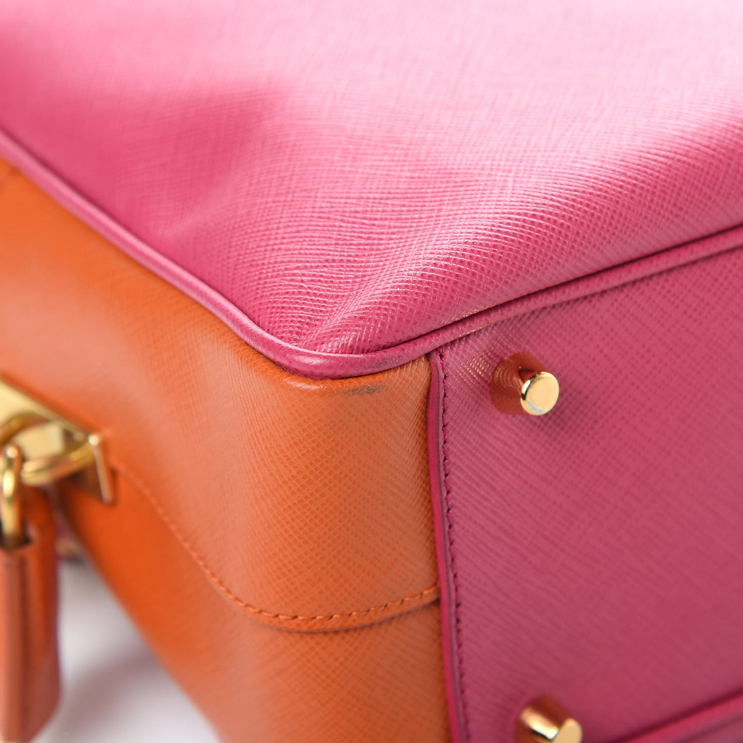Saffiano Lux Petite Bowler Fuchsia Papaya