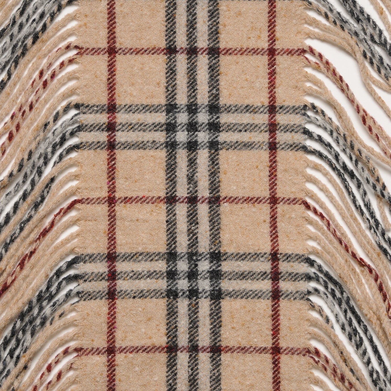 Burberry Wool Check Happy Fringe Scarf Beige 4 of 4