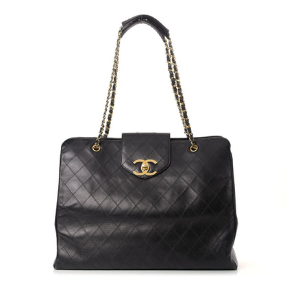 Chanel Calfskin Stitched XL Weekender Black 1 of 14