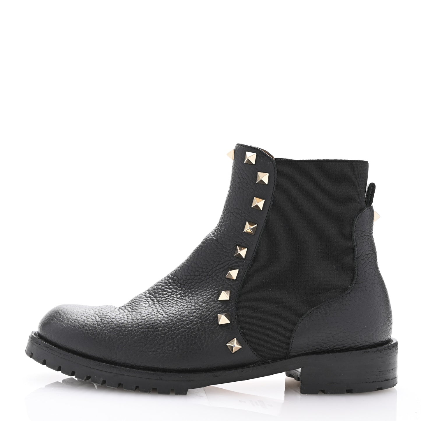 Calfskin Rockstud Beatle Chelsea 20mm Ankle Boots 36 Black
