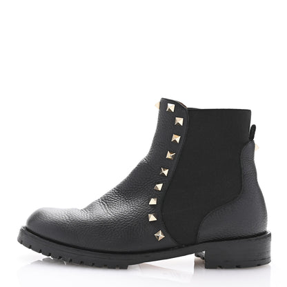 Valentino Garavani Calfskin Rockstud Beatle Chelsea 20mm Ankle Boots 36 Black 1 of 11