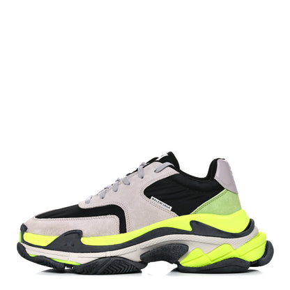 Balenciaga Nylon Suede Mens Triple S 2.0 Sneakers 41 Gris Black Jaune Fluo 1 of 10