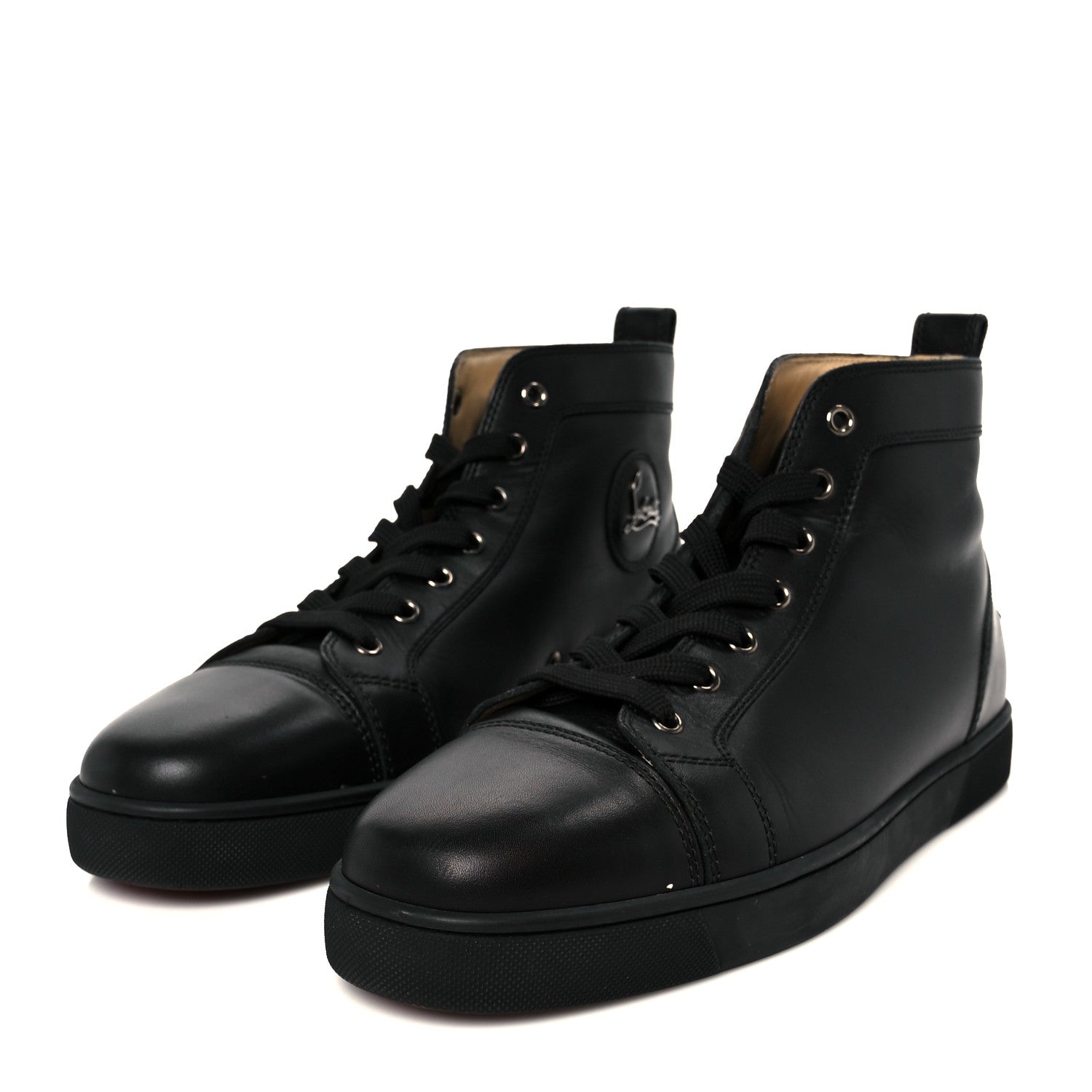 Christian Louboutin Calfskin Mens Louis High Top Sneakers 44 Black 4 of 10