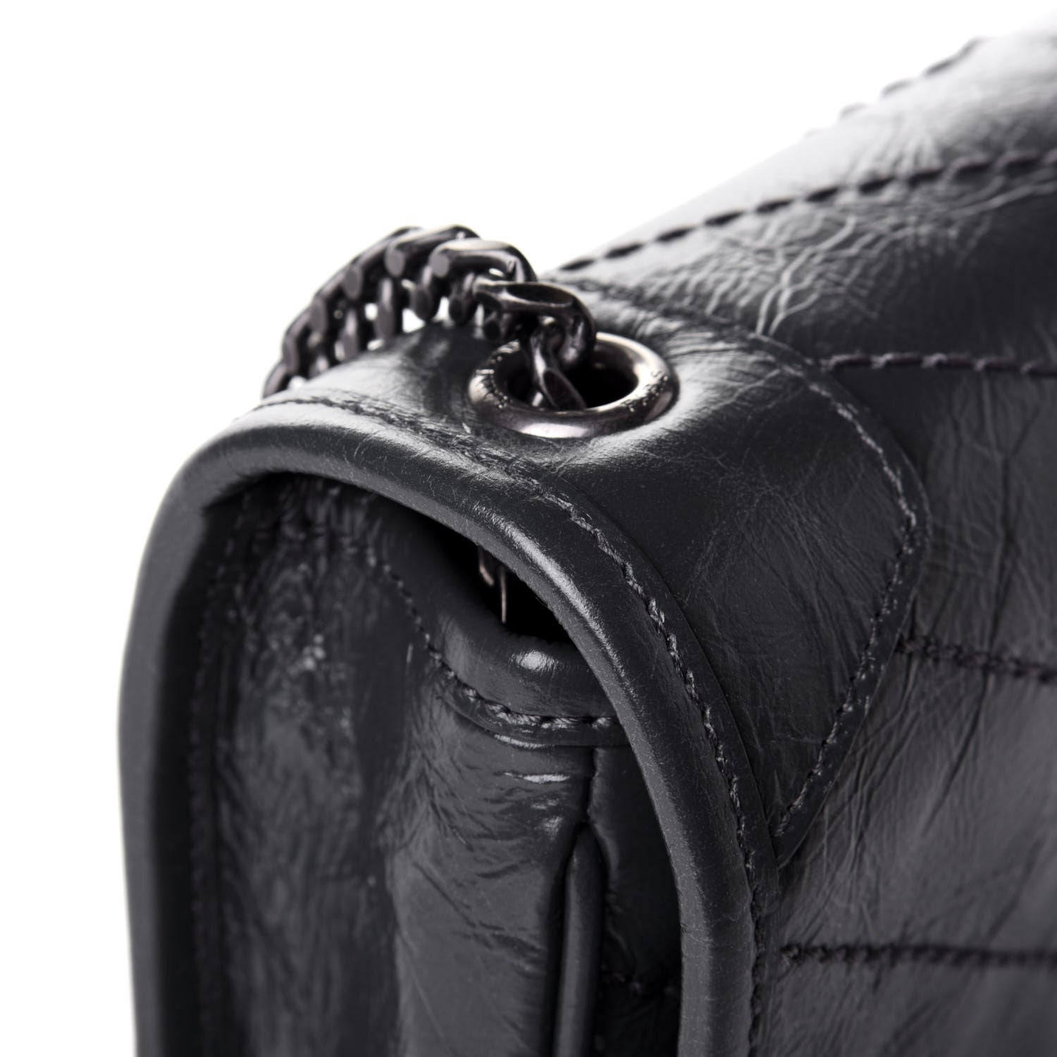 Saint Laurent Crinkled Calfskin Matelasse Monogram Niki Chain Wallet Storm 5 of 5