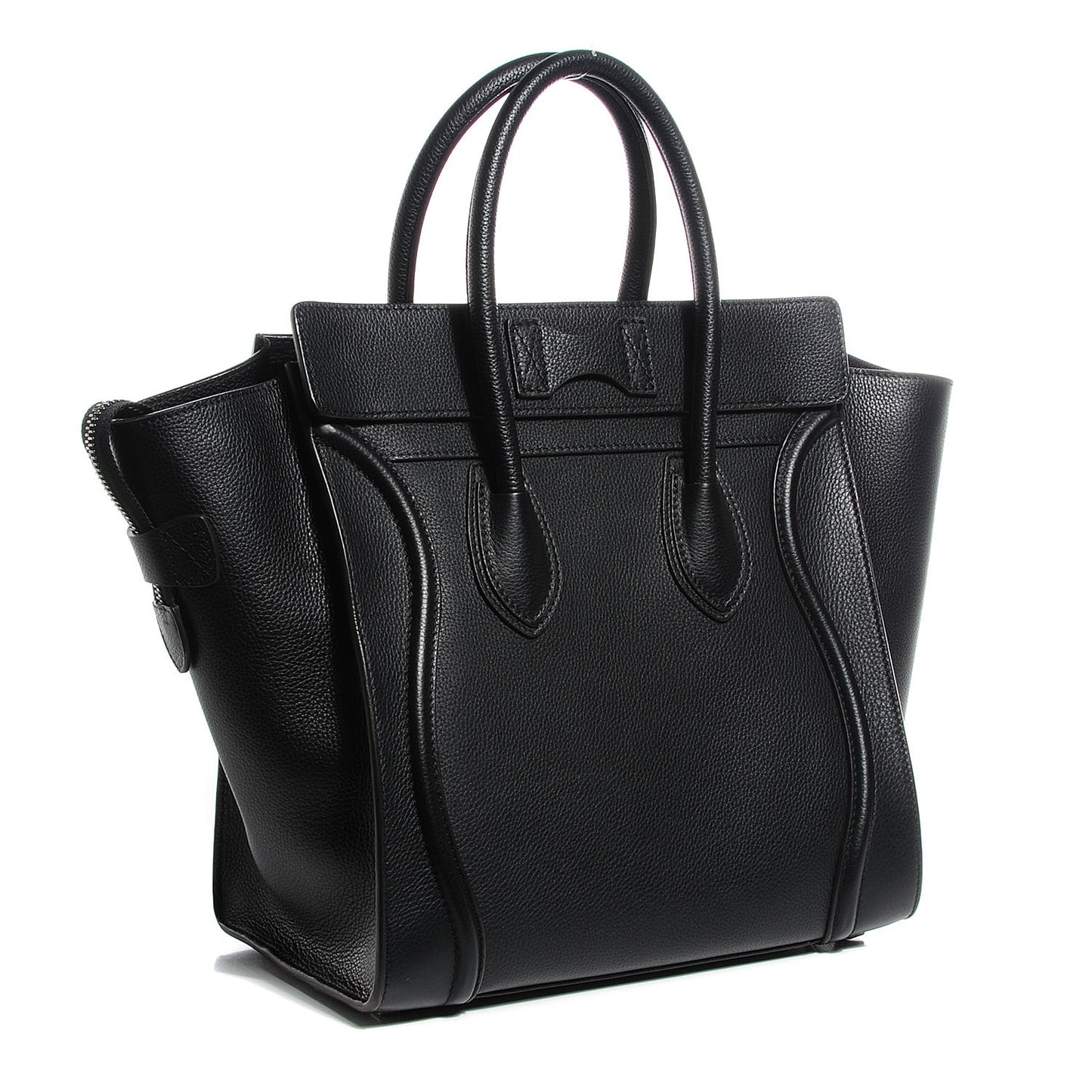 Drummed Calfskin Mini Luggage Black