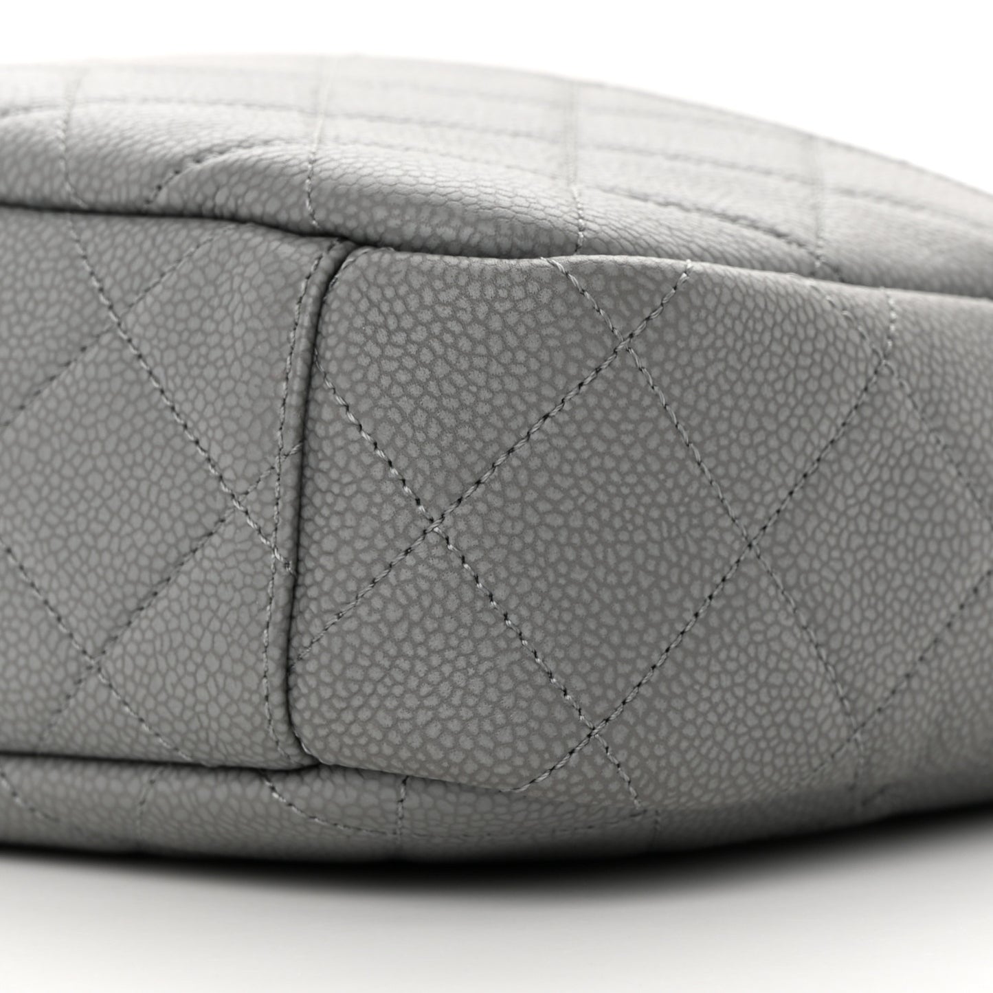 Iridescent Caviar Flat Quilted Small Coco Tassel Camera Case Grey