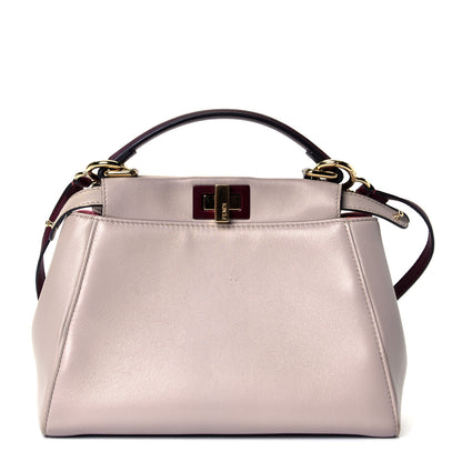 Fendi Nappa Colorblock Mini Peekaboo Iconic Satchel Grigio Polvere Bordeaux Bois de Rose 1 of 4