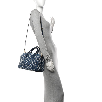 Louis Vuitton Monogram Jacquard Denim Speedy Bandouliere 25 Bleu 2 of 9