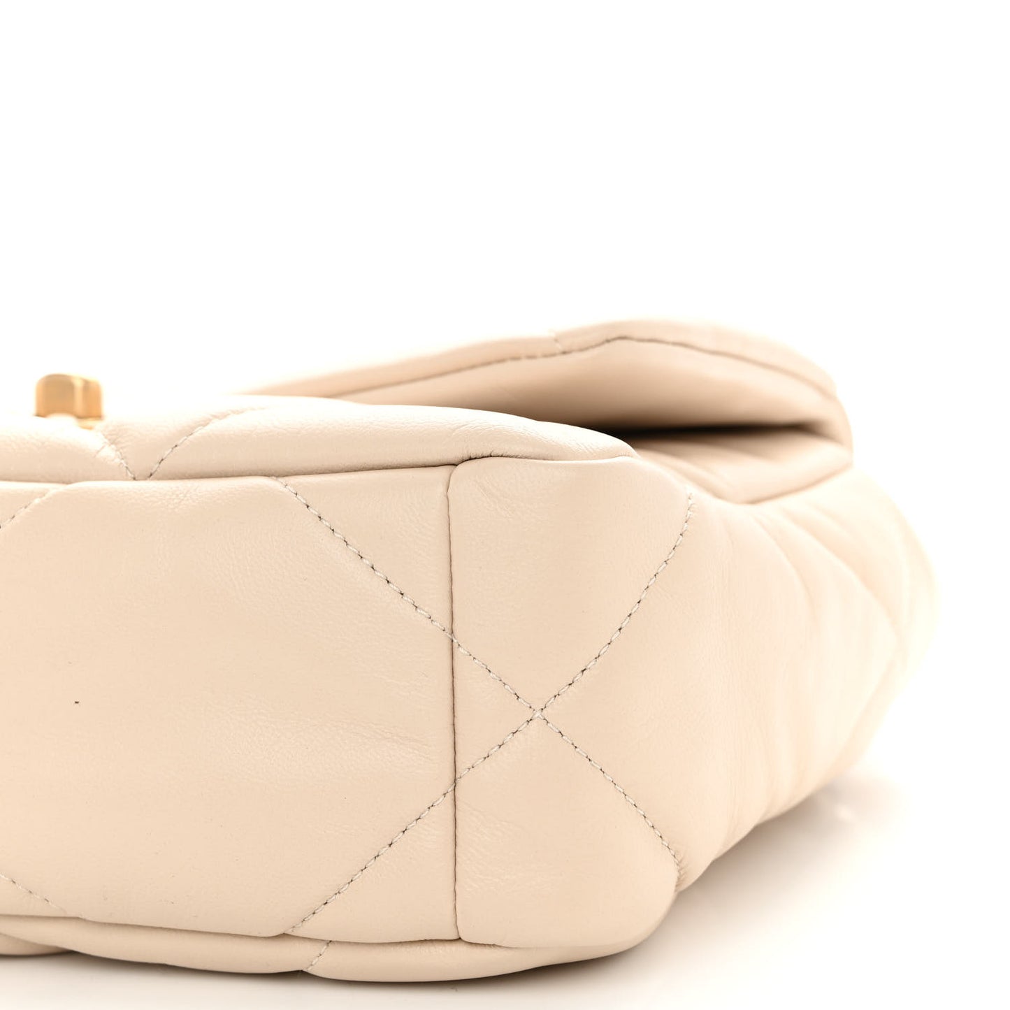 Goatskin Quilted Medium Chanel 19 Flap Beige