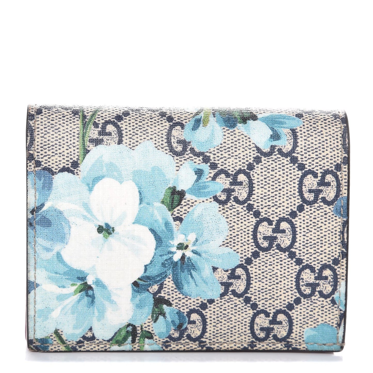 GG Supreme Monogram Blooms Card Case Beige Blue Navy Hibiscus Red