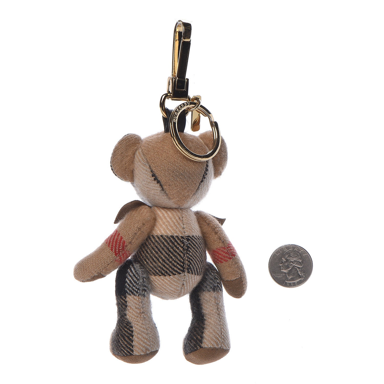 Burberry Cashmere House Check Thomas Bear Bag Charm Camel Gold 2 of 4