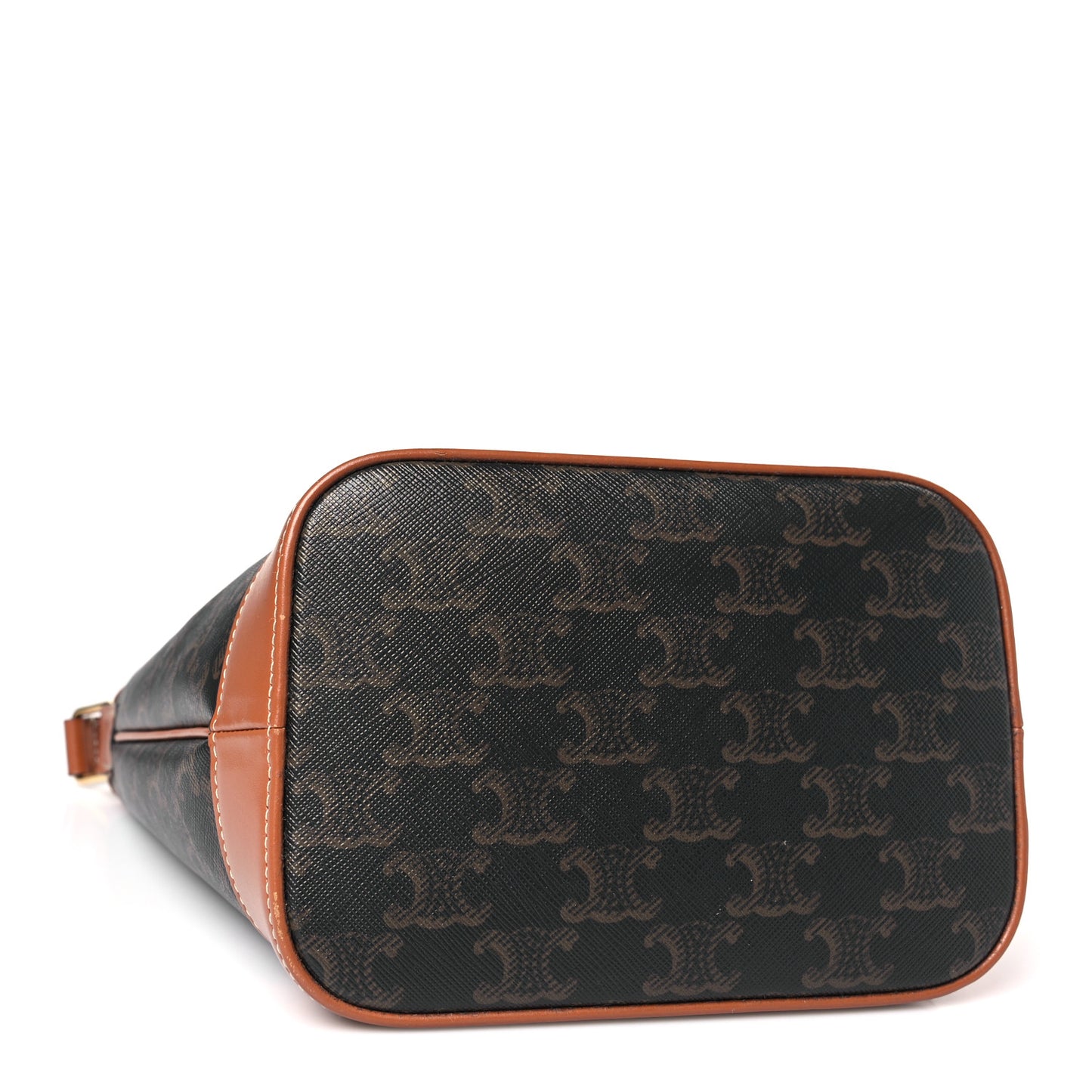 Triomphe Canvas Calfskin Small Bucket Bag Tan