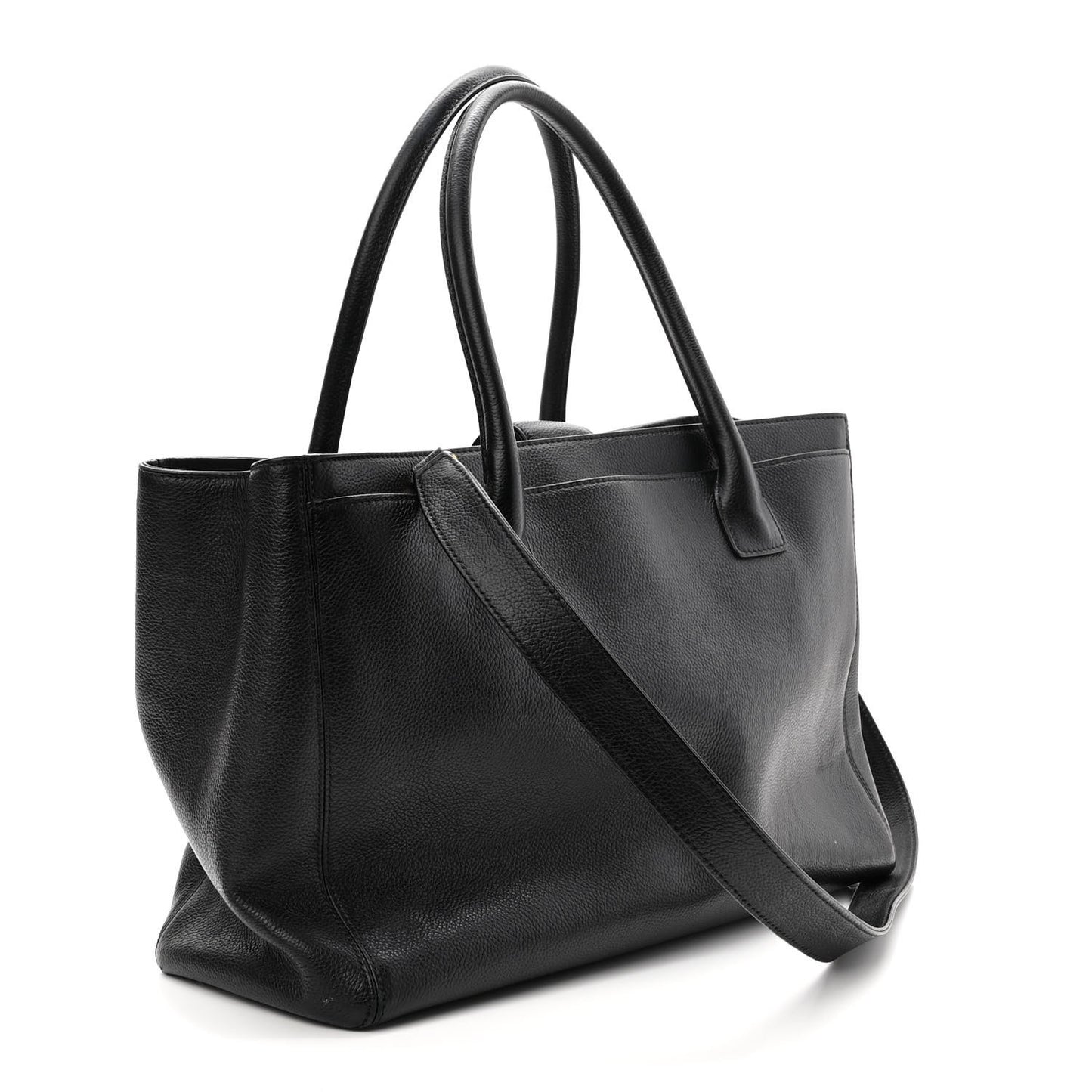 Calfskin Cerf Executive Shopper Tote Black