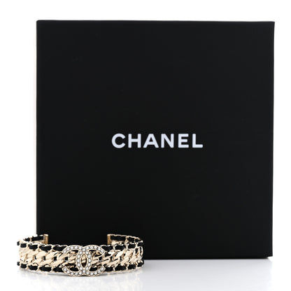 Chanel Lambskin Crystal CC Cuff Bracelet S Black 5 of 5