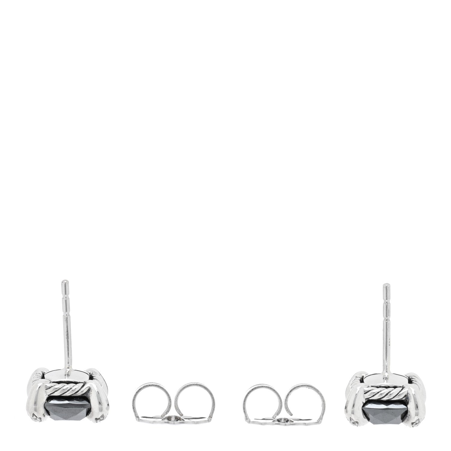 David Yurman Sterling Silver Diamond Hematine 9mm Chatelaine Earrings 3 of 4