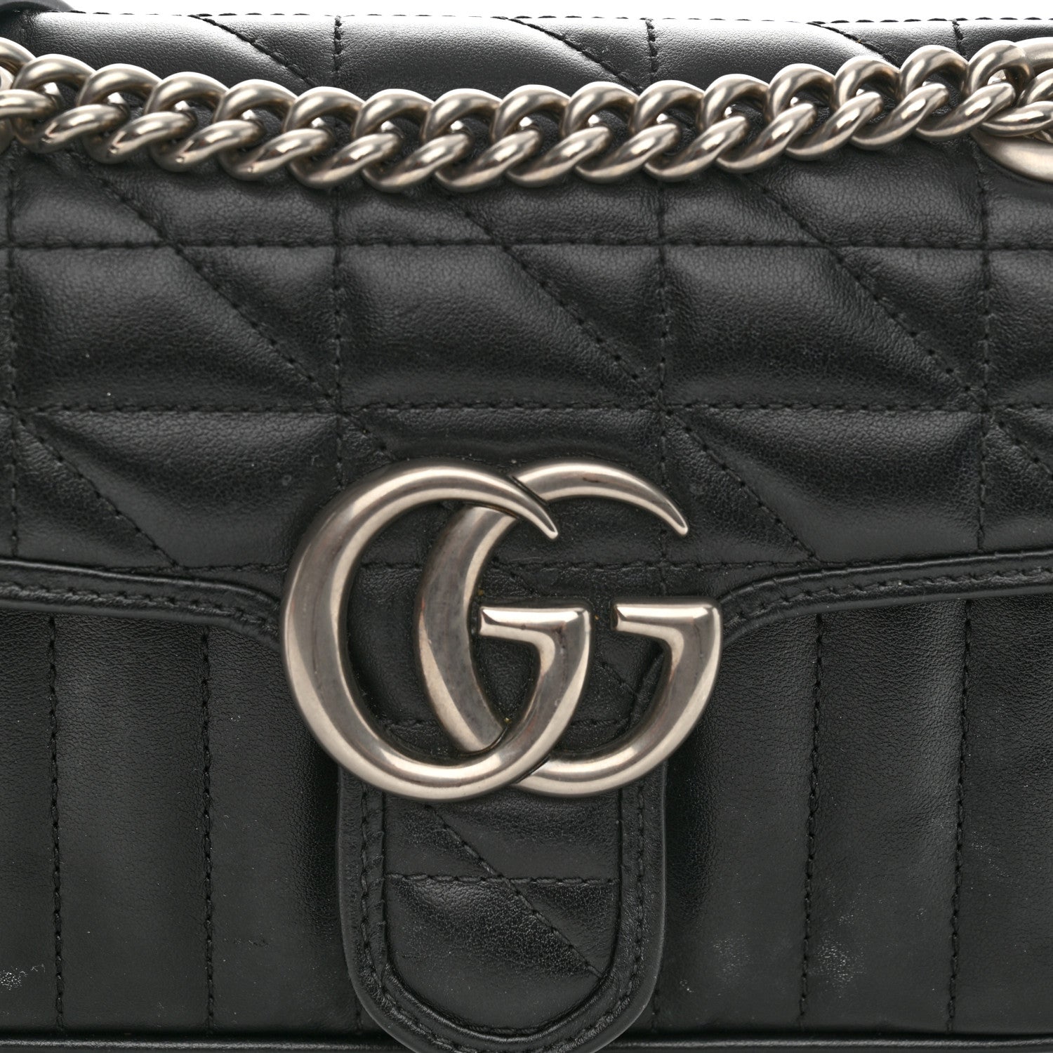Gucci Calfskin Matelasse Aria Small GG Marmont Shoulder Bag Black 8 of 11