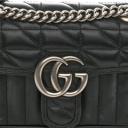 Gucci Calfskin Matelasse Aria Small GG Marmont Shoulder Bag Black 8 of 11