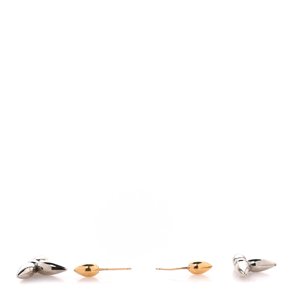 Louis Vuitton Metal Louisette Earrings Silver Gold 3 of 3