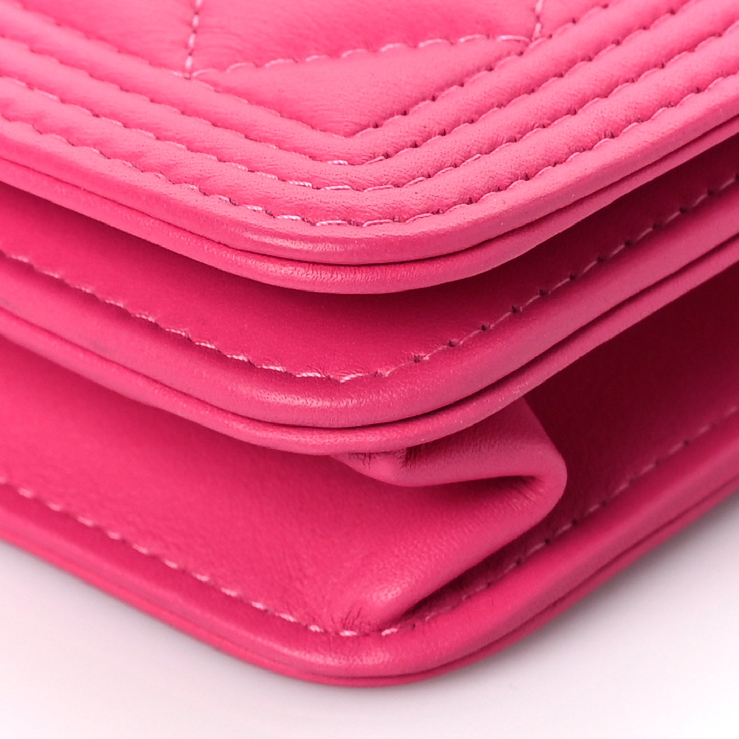 Lambskin Quilted Boy Wallet On Chain WOC Pink