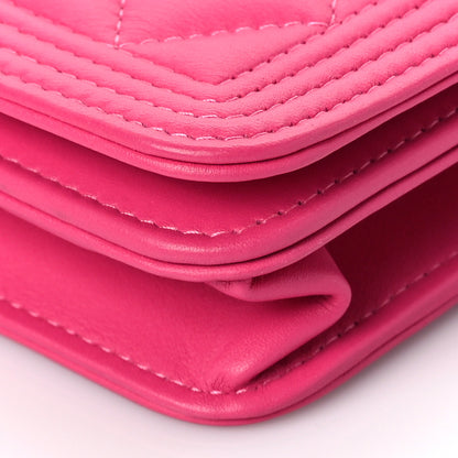 Chanel Lambskin Quilted Boy Wallet On Chain WOC Pink 8 of 8