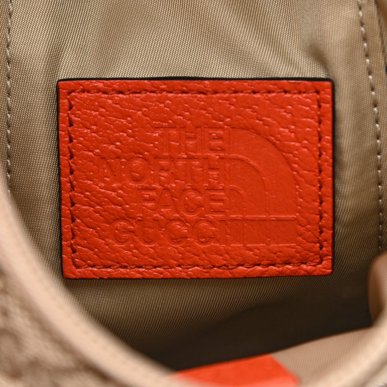 Gucci X THE NORTH FACE Monogram Textured Dollar Calfskin Barrel Shoulder Bag Beige Ebony Mystic White Deep Orange 6 of 12