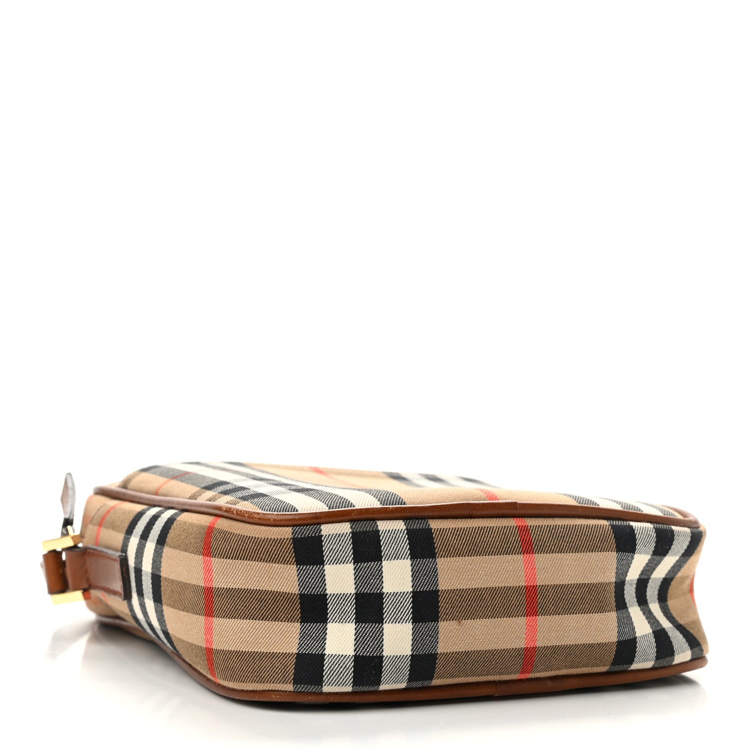 Burberry Calfskin Haymarket Check Crossbody Bag Brown 4 of 12