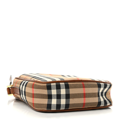Burberry Calfskin Haymarket Check Crossbody Bag Brown 4 of 12