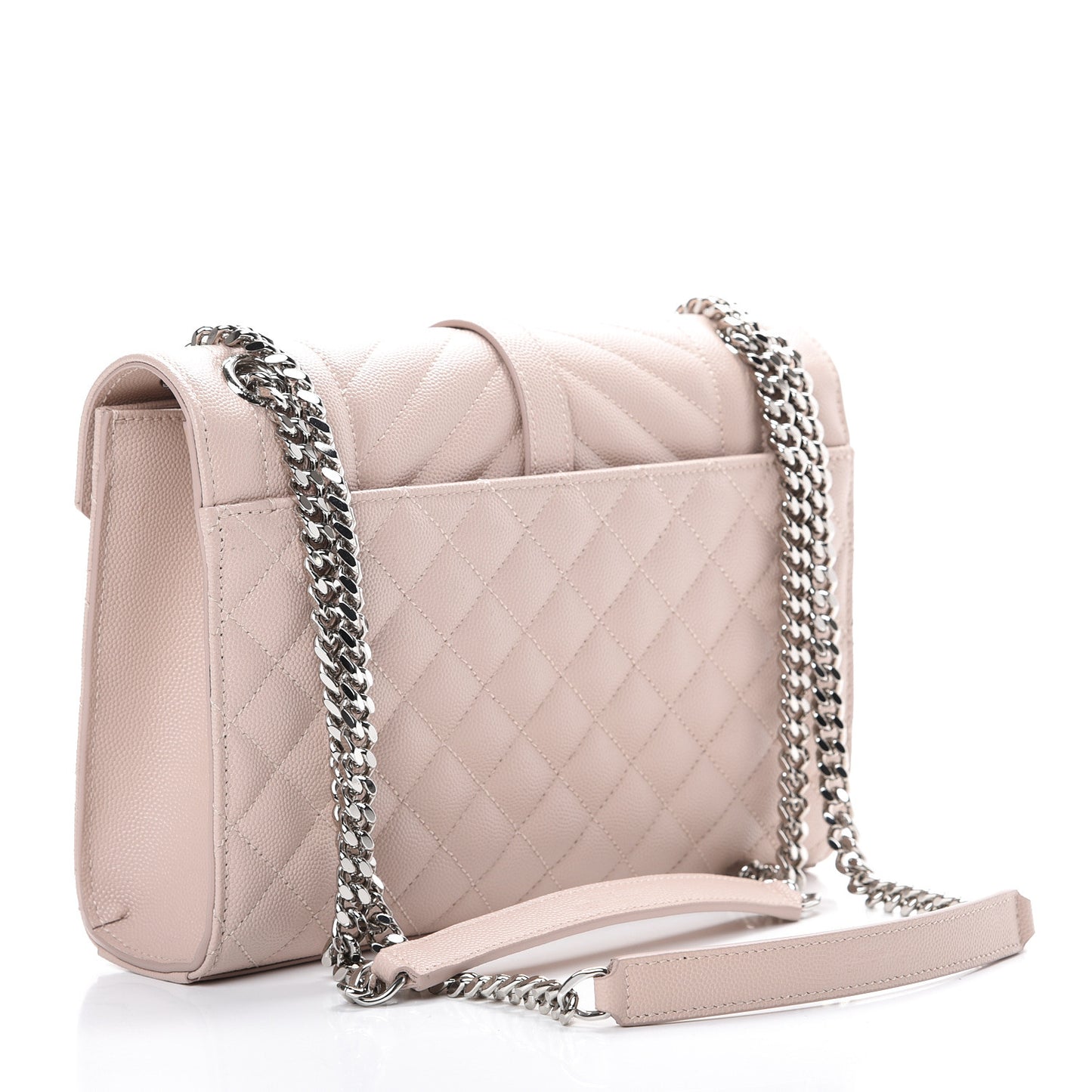 Grain De Poudre Textured Mixed Matelasse Medium Triquilt Monogram Satchel Marble Pink