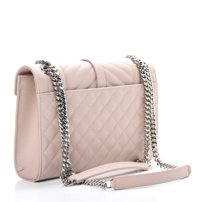 Saint Laurent Grain De Poudre Textured Mixed Matelasse Medium Triquilt Monogram Satchel Marble Pink 2 of 9